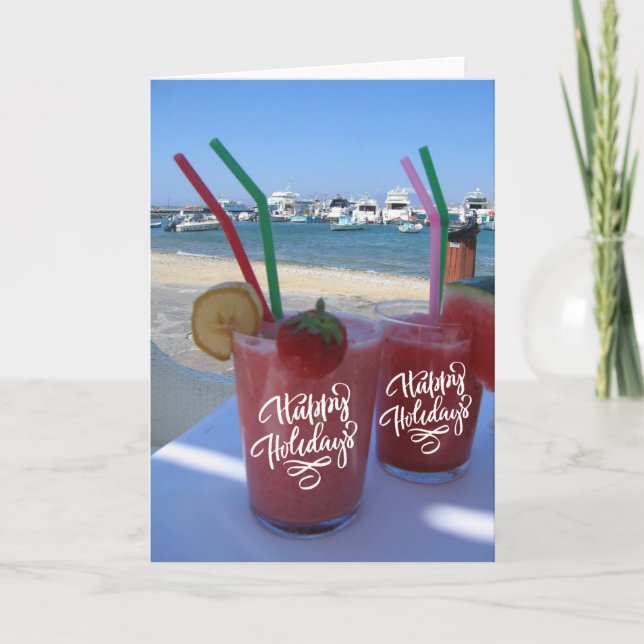 Felices Fiestas con Daiquiris de Fresa - tarjeta (Anverso)
