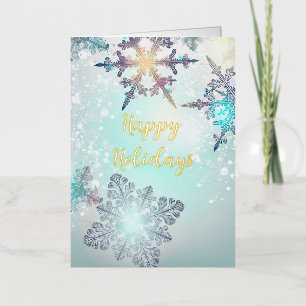 Felices Fiestas Copo de Nieve Azul Hielo