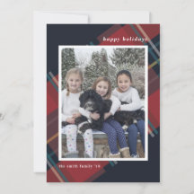 Felices Fiestas Cuadro Escocés Rojo de Navidad Fot