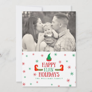 Felices Fiestas de Elfin Tarjetas de Fotografía de