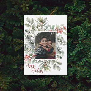 Felices Fiestas de Navidad Pino Acebo Rojo