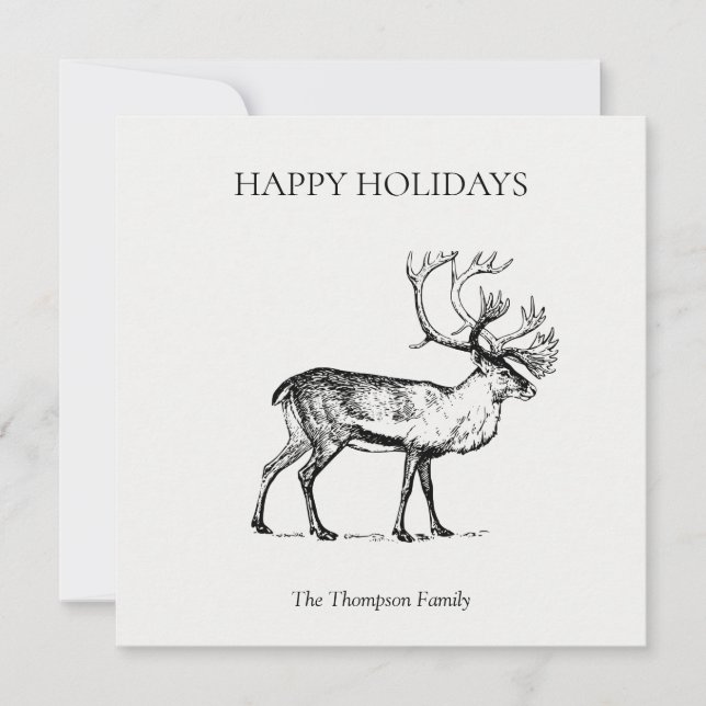 Felices Fiestas de Venado de Navidad Personalizado (Anverso)
