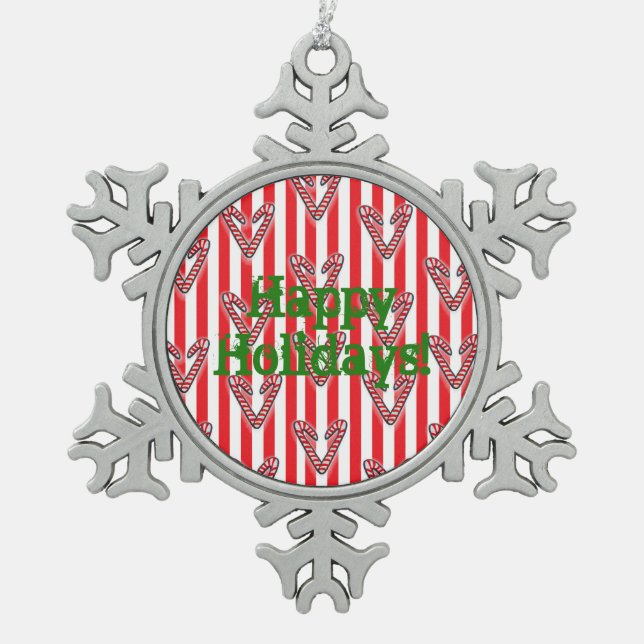 Felices fiestas Decoración de franjas blancas roja (Anverso)