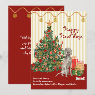 Felices Fiestas en el árbol de Weimaraner