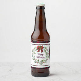 Felices Fiestas Etiqueta de frasco de cerveza roja