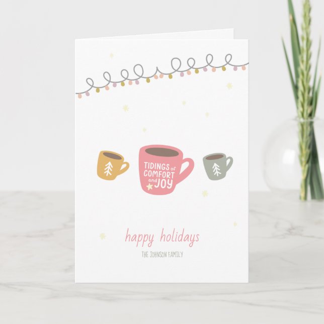 Felices Fiestas - Festividad Mugs plegada tarjeta  (Anverso)