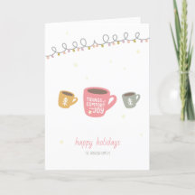 Felices Fiestas - Festividad Mugs plegada tarjeta 