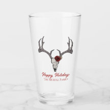 Felices Fiestas Floral Reindeer Skull Bull Skull