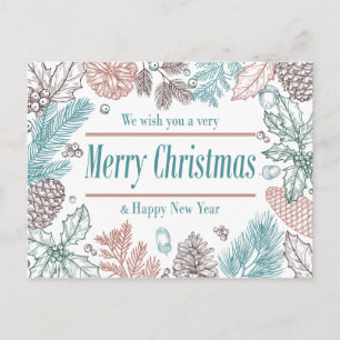 Felices Fiestas Floral   Tarjeta de Foto de Vacaci