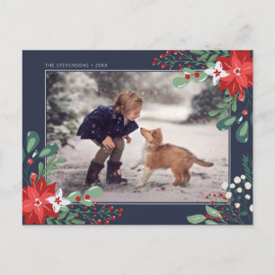 Felices Fiestas Floral   Tarjeta de vacaciones con