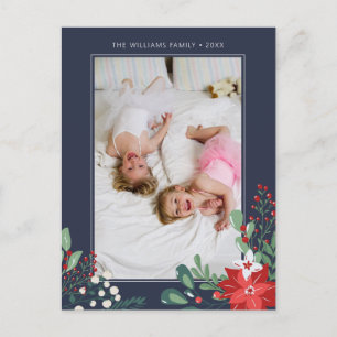 Felices Fiestas Floral   Tarjeta de vacaciones con