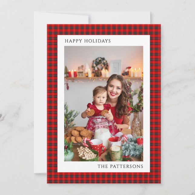Felices Fiestas Foto de Tartán Rojo | NAVIDADES (Anverso)