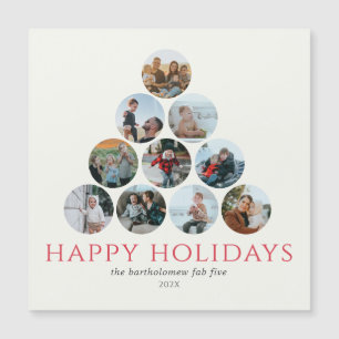 Felices Fiestas Foto Diez Refrigerador Rojo Magnet