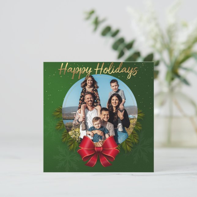 Felices Fiestas Foto Verde Navidad  (Anverso de pie)