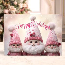 Felices Fiestas Gnomos Rosas Navidad
