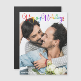 Felices Fiestas Guión Arcoiris Imán de fotos LGBTQ