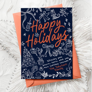 Felices Fiestas Hand Dibujando Tarjeta de Festivid