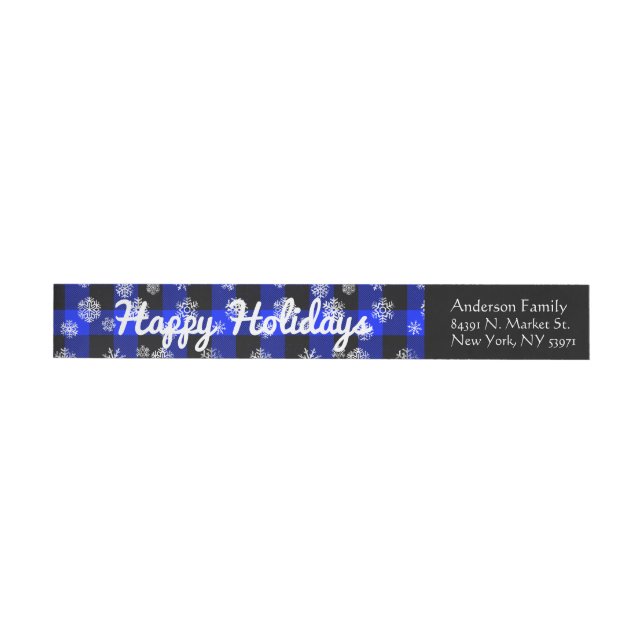 Felices fiestas l Snowflakes Blue Buffalo Plaid (Individual)