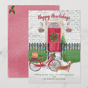 Felices Fiestas Marrón Dachshund Bicicleta Puerta 