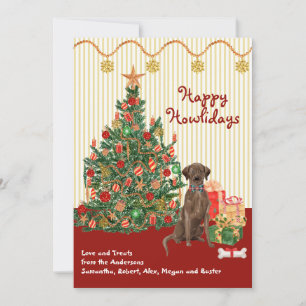 Felices Fiestas Marrón Labrador Recuperador Árbol