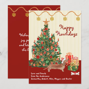 Felices Fiestas Marrones Dachshund Tree presente