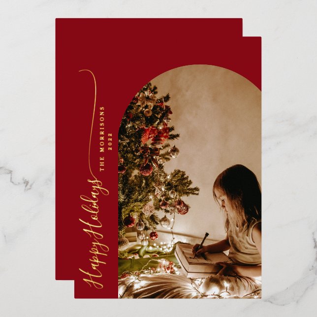 Felices Fiestas Modernas Tarjeta de Navidad de 2 F (Anverso/Reverso)