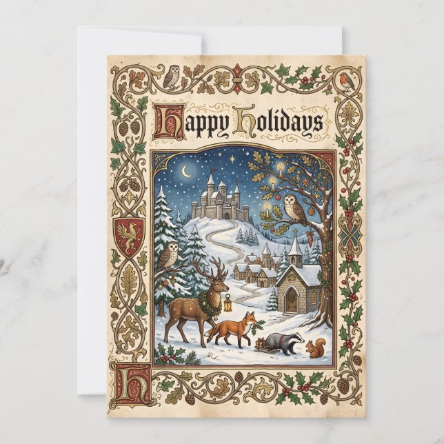 Felices Fiestas Navidad Vintage Medieval (Anverso)
