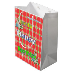 Felices Fiestas Navidades de la Red Plaid Bolsas d