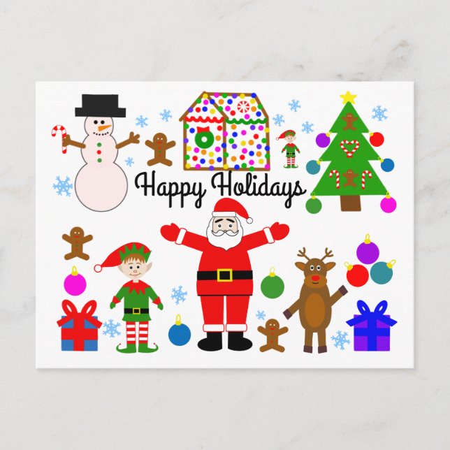 Felices Fiestas Navidades reuniéndose #1 postal (Anverso)