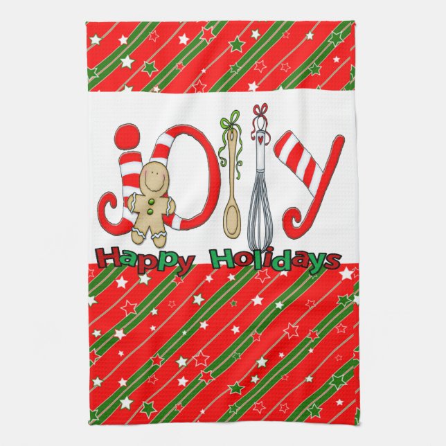 Felices fiestas Navidades toallas de cocina (Vertical)