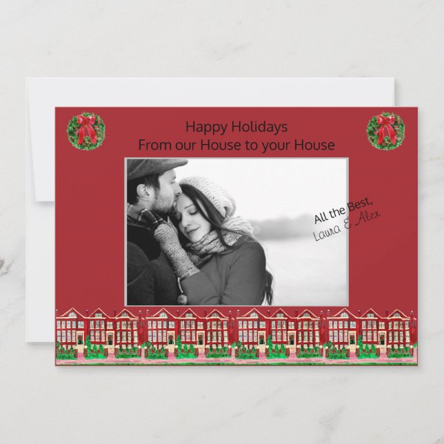 Felices Fiestas: nuestra casa a su tarjeta fotográ (Anverso)