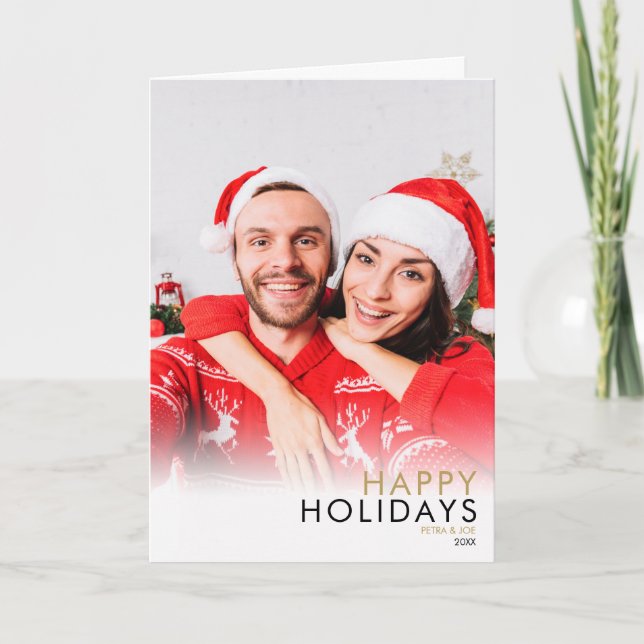 Felices Fiestas Parejas Foto Navidad Moderna (Anverso)