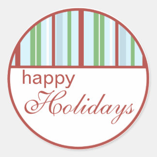 Felices Fiestas Pegatinas de Navidad a rayas