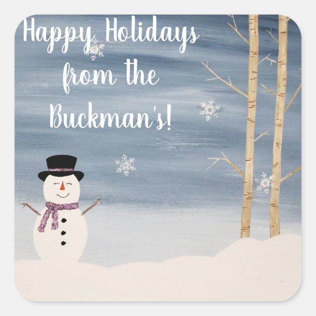 Felices fiestas Pegatinas Snowman (Anverso)