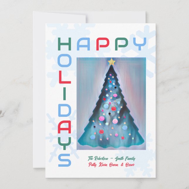 Felices fiestas pintadas de árbol de Navidad (Anverso)