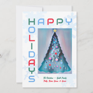 Felices fiestas pintadas de árbol de Navidad