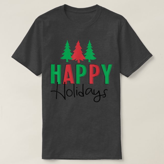 Felices Fiestas Retro Camiseta de Árboles de Navid (Diseño del anverso)