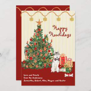 Felices fiestas Siberian Husky Tree presente