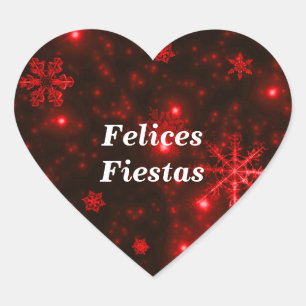 Felices Fiestas Snowflakes Pegatinas del corazón r
