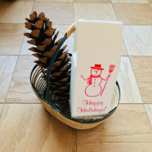 Felices fiestas Snowman navidad café rojo tostado