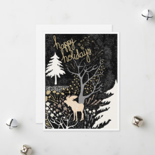 Felices Fiestas Tarjeta de Navidad de Alce Bosque