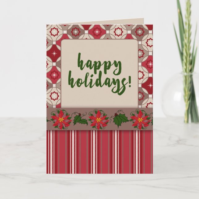 ¡Felices Fiestas! Tarjeta de Navidades Chevron Poi (Anverso)
