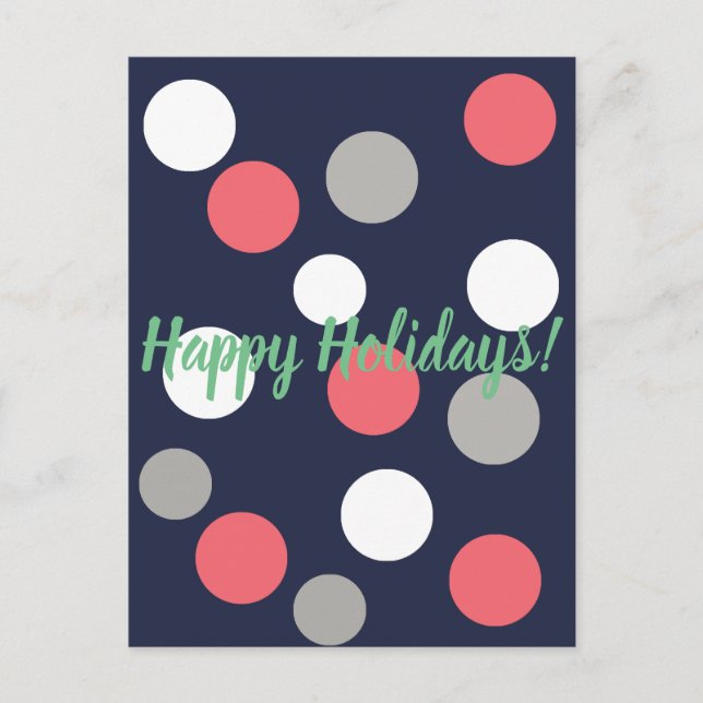 Felices Fiestas Tarjeta Postal de Bolas Coral Blan (Anverso)