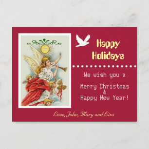 Felices Fiestas tarjeta postal de foto familiar