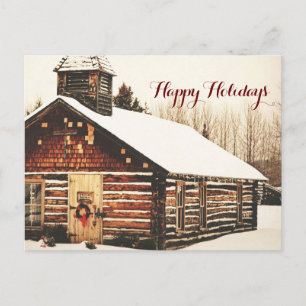 Felices Fiestas tarjeta postal Old Schoolhouse