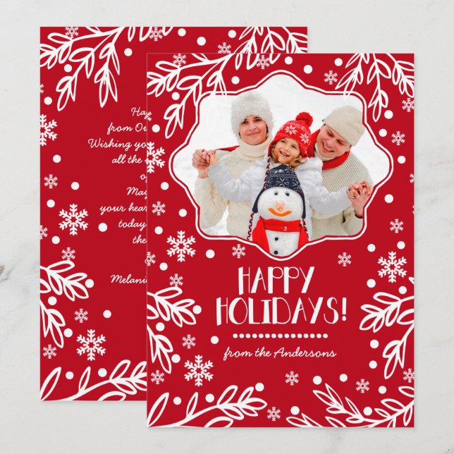 Felices Fiestas. Tarjetas de fotos planas para Nav (Anverso / Reverso)