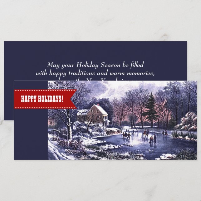 Felices Fiestas. Tarjetas de Navidades de escenas  (Anverso / Reverso)