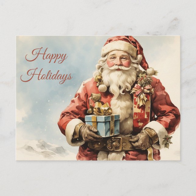 Felices fiestas Vintage Navidad Santa Claus (Anverso)