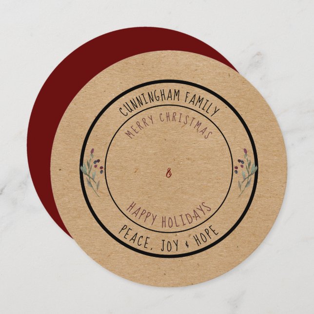 Felices Fiestas y Feliz Regalo de Navidad Rústico (Anverso / Reverso)