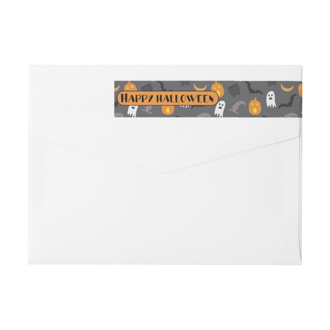 Felices Halloween Fantasmas y calabazas envueltos (Reverso)